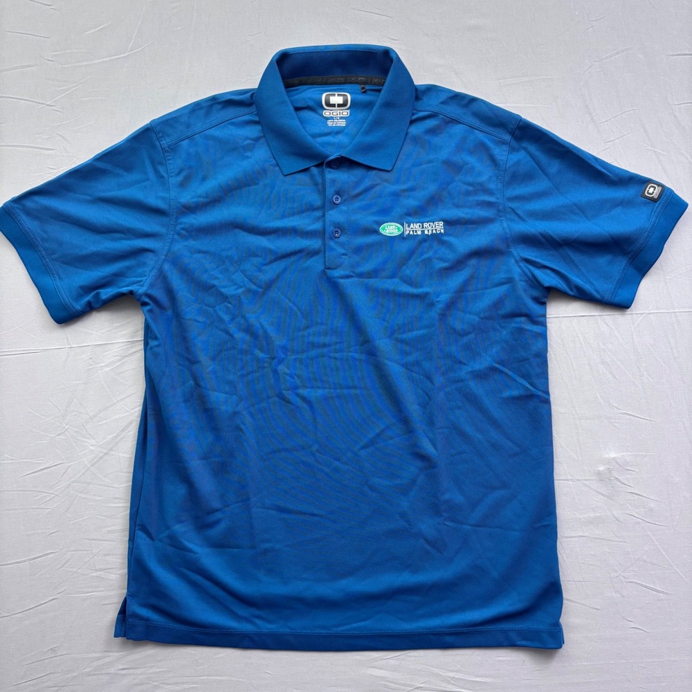 OGIO Mens Land Rover Palm Beach Polo Shirt Blue Polyester Golf Performance‎ L